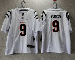 Nike Cincinnati Bengals #9 Joe Burrow White 2023 F.U.S.E. Vapor Untouchable Limited Stitched Jersey
