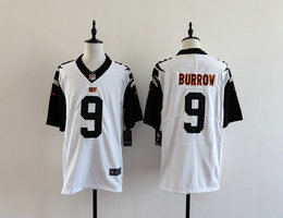 Nike Cincinnati Bengals #9 Joe Burrow White Rush Authentic Stitched NFL Jersey