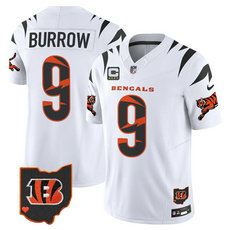 Nike Cincinnati Bengals #9 Joe Burrow White Throwback F.U.S.E Authentic Stitched NFL Jersey