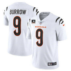 Nike Cincinnati Bengals #9 Joe Burrow White With 3-star C Patch Vapor Untouchable Authentic Stitched NFL Jersey