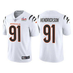 Nike Cincinnati Bengals #91 Trey Hendrickson White 2022 Super Bowl LVI Patch Vapor Untouchable Stitched Football Jersey