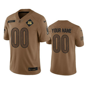 Nike Cincinnati Bengals Custom 2023 Brown Salute To Service Authentic Stitched NFL Jersey