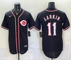 Nike Cincinnati Reds #11 Barry Larkin Black Out Stitched Baseball Jersey