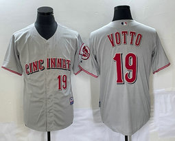 Nike Cincinnati Reds #19 Joey Votto Gray Game Authentic Stitched MLB Jersey