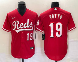 Nike Cincinnati Reds #19 Joey Votto Red Game Authentic Stitched MLB Jersey