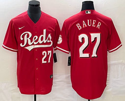 Nike Cincinnati Reds #27 Trevor Bauer Red Game Authentic Stitched MLB Jersey