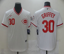 Nike Cincinnati Reds #30 Ken Griffey White Pullover Game Authentic Stitched MLB Jersey