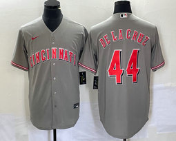Nike Cincinnati Reds #44 Elly De La Cruz Gray Game Authentic Stitched MLB Jersey