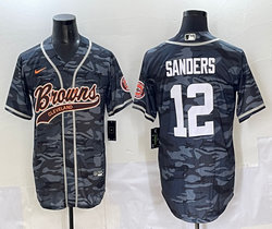 Nike Cleveland Browns #12 Shedeur Sanders Grey Camo Joint Stitched baseball jersey