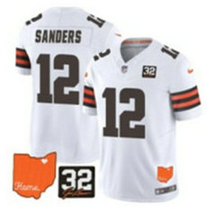 Nike Cleveland Browns #12 Shedeur Sanders White Throwback 3(III) Stitched NFL Jersey
