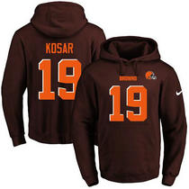 Nike Cleveland Browns #19 Bernie Kosar Brown Stitched Name & Number Pullover NFL Hoodie