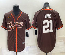 Nike Cleveland Browns #21 Denzel Ward Blue Joint adults Authentic Stitched baseball jersey