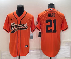 Nike Cleveland Browns #21 Denzel Ward Orange Joint adults Authentic Stitched baseball jersey