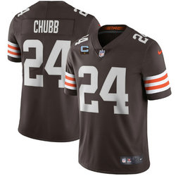 Nike Cleveland Browns #24 Nick Chubb Brown With 1-star C Patch Vapor Untouchable Authentic Stitched NFL Jersey