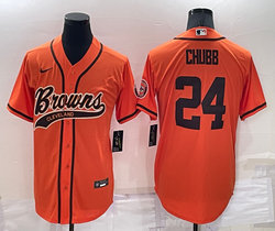 Nike Cleveland Browns #24 Nick Chubb Orange Joint adults Authentic Stitched baseball jersey