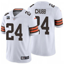 Nike Cleveland Browns #24 Nick Chubb White With 1-star C Patch Vapor Untouchable Authentic Stitched NFL Jersey
