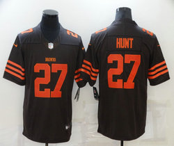 Nike Cleveland Browns #27 Kareem Hunt Brown Rush Authentic stitched NFL jersey