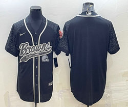 Nike Cleveland Browns Black Reflective with logo Authentic Stitched baseball Jersey