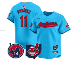 Nike Cleveland Indians #11 José Ramírez Blue Fashion Authentic Stitched MLB Jersey