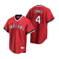 Nike Cleveland Indians #4 Bradley Zimmer Red Cooperstown Collection Authentic Stitched MLB Jersey