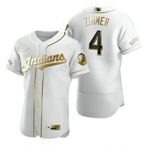 Nike Cleveland Indians #4 Bradley Zimmer White Golden Authentic Stitched MLB Jersey