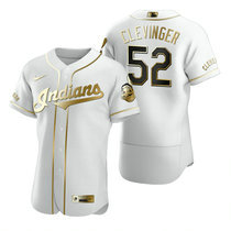 Nike Cleveland Indians #52 Mike Clevinger White Golden Authentic Stitched MLB Jersey