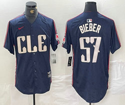 Nike Cleveland Indians #57 Shane Bieber 2024 City Arm with patch Authentic Stitched MLB Jersey