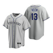 Nike Colorado Rockies #13 Zac Veen Gray Game 2020 MLB Draft Jersey