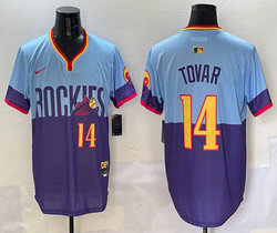 Nike Colorado Rockies #14 Ezequiel Tovar Purple Light Blue 2025 City Authentic Stitched MLB Jersey