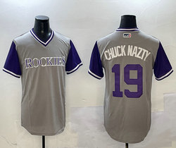 Nike Colorado Rockies #19 Charlie Blackmon Chuck nazty Gray Legend Pullover jersey
