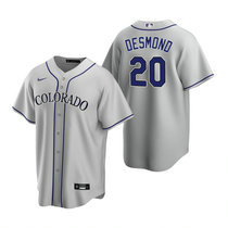 Nike Colorado Rockies #20 Ian Desmond Gray Game Authentic Stitched MLB Jersey
