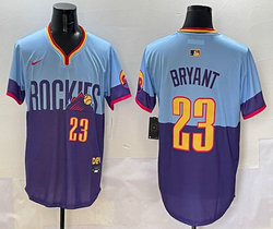 Nike Colorado Rockies #23 Kris Bryant Purple Light Blue 2025 City Authentic Stitched MLB Jersey
