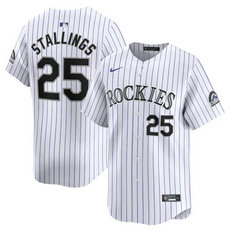 Nike Colorado Rockies #25 Jacob Stallings White 2024 Authentic Stitched MLB Jersey