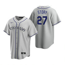 Nike Colorado Rockies #27 Trevor Story Gray Game Authentic Stitched MLB Jersey