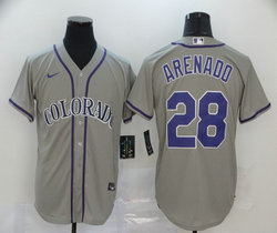 Nike Colorado Rockies #28 Nolan Arenado Grey Game Authentic Stitched MLB Jersey