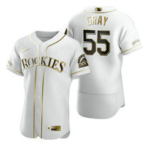 Nike Colorado Rockies #55 Jon Gray White Golden Authentic Stitched MLB Jersey