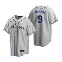 Nike Colorado Rockies #9 Daniel Murphy Gray Game Authentic Stitched MLB Jersey
