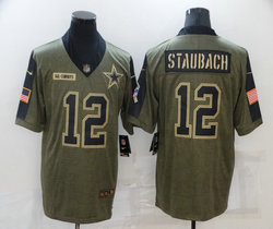 Nike Dallas Cowboys #12 Roger Staubach 2021 salute to service Authentic Stitched NFL Jersey