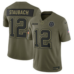 Nike Dallas Cowboys #12 Roger Staubach Olive 2025 Salute To Service Stitched Football Jersey