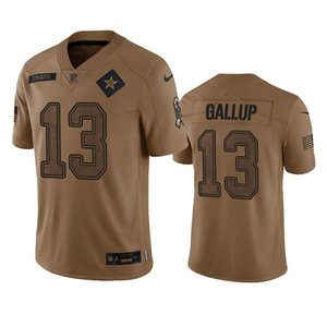 Nike Dallas Cowboys #13 Michael Gallup 2023 Brown Salute To Service Authentic Stitched NFL Jersey