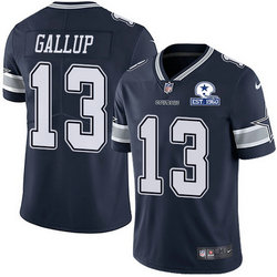 Nike Dallas Cowboys #13 Michael Gallup Blue Established In 1960 Patch Authentic Stitched NFL Jersey