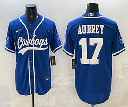 Nike Dallas Cowboys #17 Brandon Aubrey Light Blue Joint Authentic Stitched baseball jersey