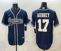 Nike Dallas Cowboys #17 Brandon Aubrey Navy Joint Authentic Stitched baseball jersey