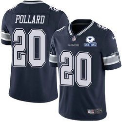 Nike Dallas Cowboys #20 Tony Pollard Blue Established In 1960 Patch Authentic Stitched NFL Jersey