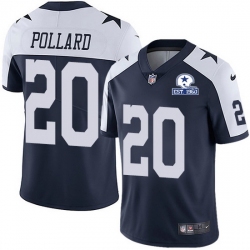 Nike Dallas Cowboys #20 Tony Pollard Blue Thanksgiving Established In 1960 Patch Authentic Stitched NFL Jersey