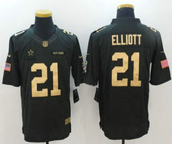 Nike Dallas Cowboys #21 Ezekiel Elliott Anthracite Gold Salute to Service Authentic Stitched NFL Jersey