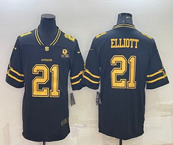 Nike Dallas Cowboys #21 Ezekiel Elliott Black Gold Third Authentic Stitched NFL Jersey