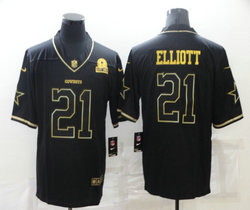 Nike Dallas Cowboys #21 Ezekiel Elliott Black Gold Throwback Authentic Stitched NFL Jersey