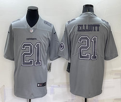 Nike Dallas Cowboys #21 Ezekiel Elliott Grey Atmosphere Fashion sleeves with patch Authentic Stitched NFL Jersey