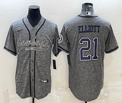 Nike Dallas Cowboys #21 Ezekiel Elliott Hemp grey Joint Authentic Stitched baseball jersey